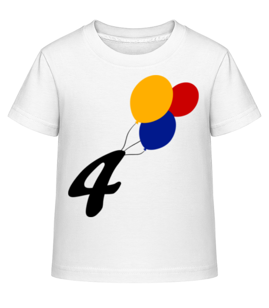 Geburtstag 4 Luftballons - Kinder Shirtinator T-Shirt - Weiß - Vorne
