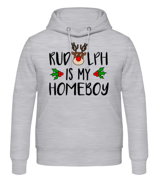 Rudolph Is My Homeboy - Männer Hoodie - Grau meliert - Vorne