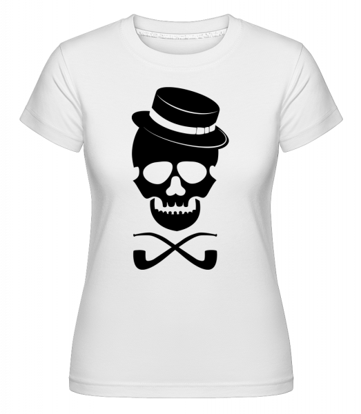 Totenkopf mit Hut - Shirtinator Frauen T-Shirt - Weiß - Vorn