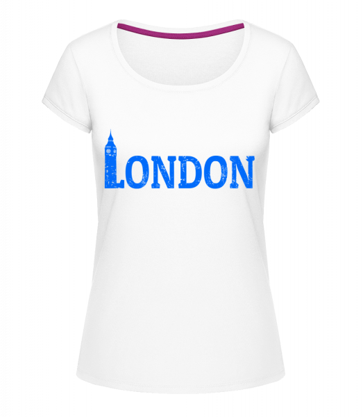 London UK - Frauen T-Shirt U-Ausschnitt - Weiß - Vorn