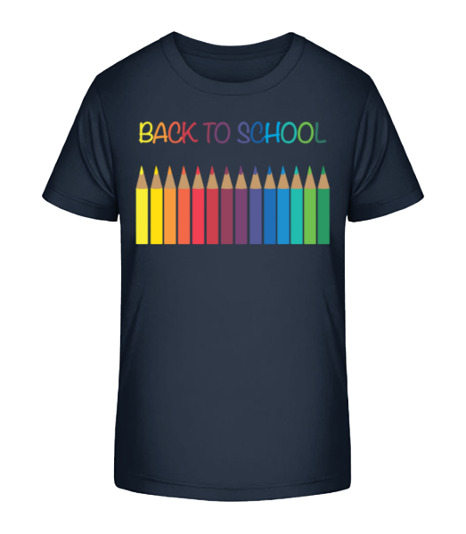 Back To School - Crayons - Kinder Bio T-Shirt Stanley Stella - Marine - Vorne