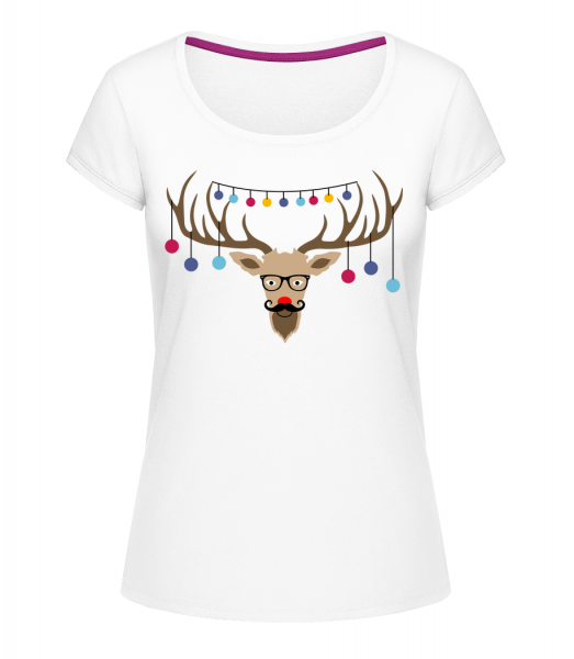 Weihnachten Rentier - Frauen T-Shirt U-Ausschnitt - Weiß - Vorn