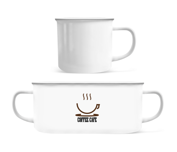 Coffee Cafe Logo - Emaille-Tasse - Weiß - Vorne