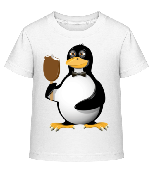 Pinguin Isst Ein Eis - Kinder Shirtinator T-Shirt - Weiß - Vorne