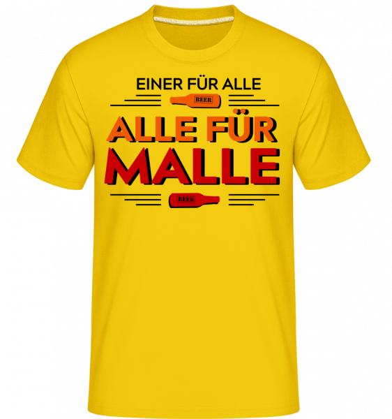 Einer Für Alle Alle Für Malle - Shirtinator Männer T-Shirt - Goldgelb - Vorn