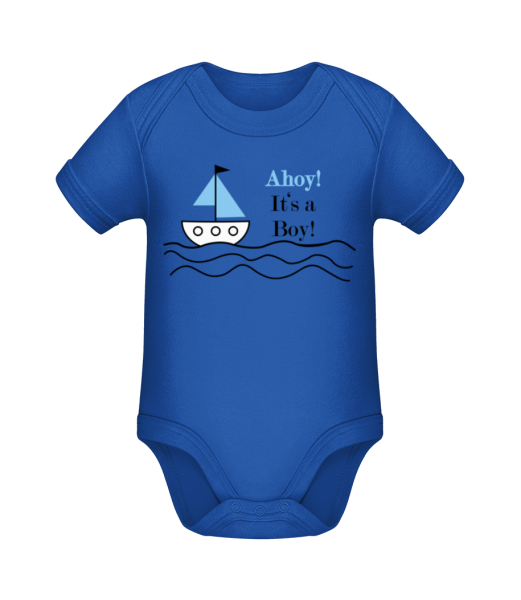 Ahoy! It's A Boy! - Baby Bio Strampler - Royalblau - Vorne