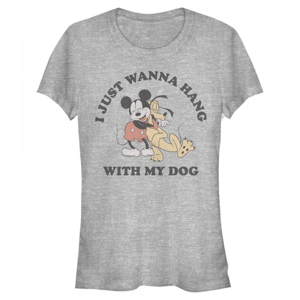 Disney - Micky Maus - Mickey & Pluto Mickey Dog Fill Lover - Frauen T-Shirt - Grau meliert - Vorne