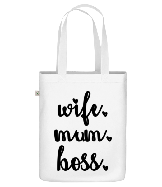 Motiv Wife Mum Boss - Bio Tasche - Weiß - Vorne
