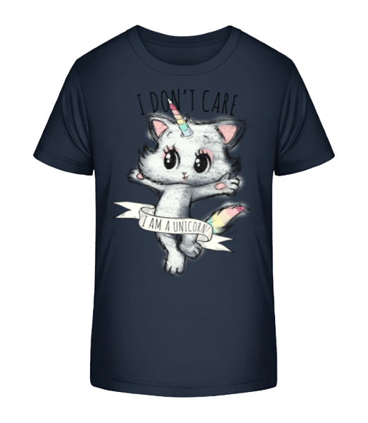 I Dont Care Unicorn - Kinder Bio T-Shirt Stanley Stella - Marine - Vorne