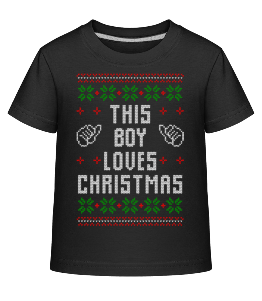 This Boy Loves Christmas - Kinder Shirtinator T-Shirt - Schwarz - Vorne