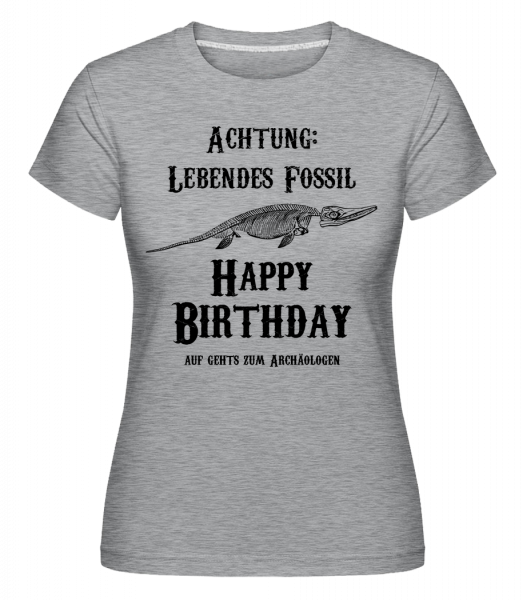 Achtung Lebendes Fossil - Shirtinator Frauen T-Shirt - Grau meliert - Vorn