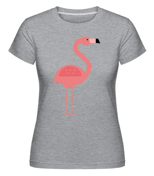 Flamingo Bild - Shirtinator Frauen T-Shirt - Grau Meliert - Vorn