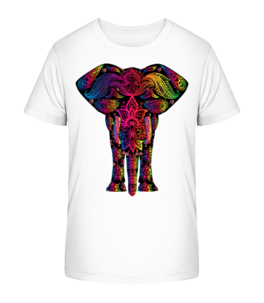 Bunter Elefant - Kinder Bio T-Shirt Stanley Stella - Weiß - Vorne