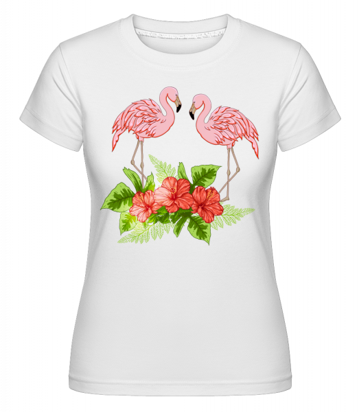 Flamingos In Paradise - Shirtinator Frauen T-Shirt - Weiß - Vorn