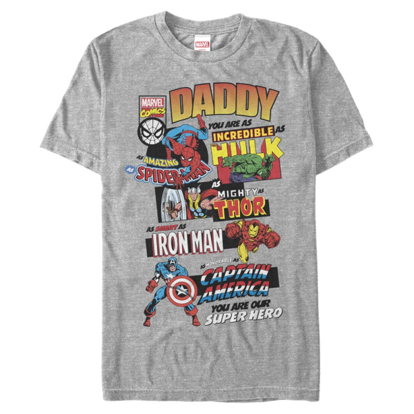 Marvel - Avengers - Gruppe Ultimate Dad - Vatertag - Männer T-Shirt - Grau meliert - Vorne