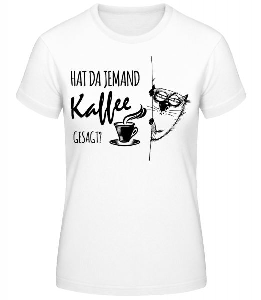 Kaffee Katze - Frauen Basic T-Shirt - Weiß - Vorn
