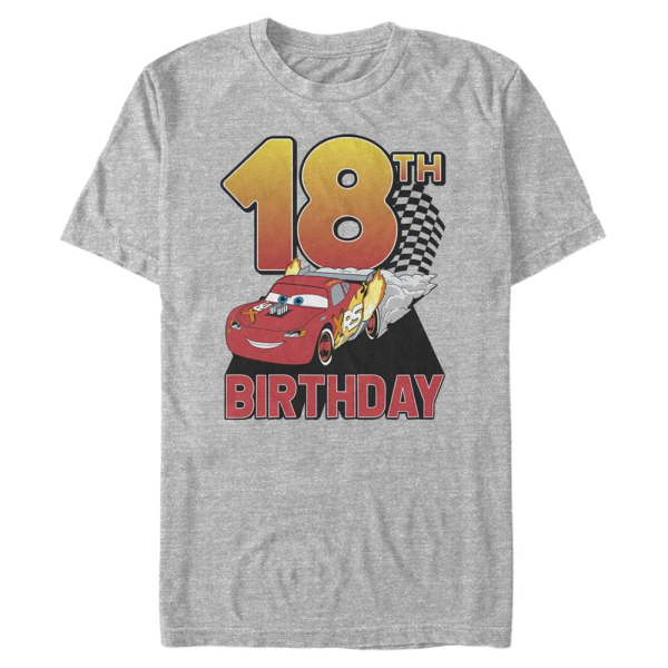 Pixar - Cars - Gruppe Lightning Birthday 18 - Geburtstag - Männer T-Shirt - Grau meliert - Vorne