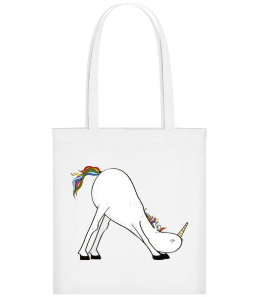 Yoga Einhorn Herabschauende Hund - Stofftasche - Weiß - Vorne