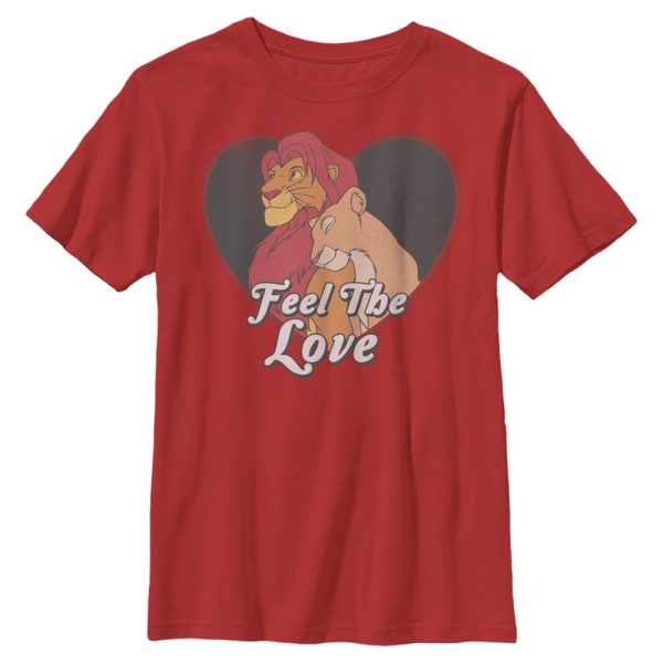Disney Classics - Der König der Löwen - Simba & Nala Feel The Love - Valentinstag - Kinder T-Shirt - Rot - Vorne