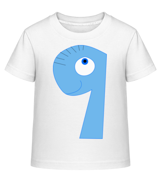 Dino Neun - Kinder Shirtinator T-Shirt - Weiß - Vorne