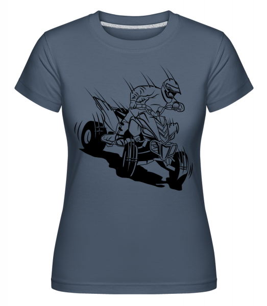 Quad Fahrer Comic - Shirtinator Frauen T-Shirt - Denim - Vorn