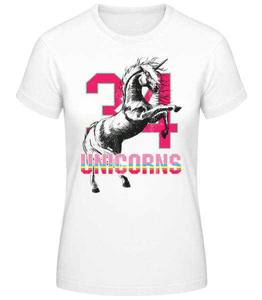 34 Unicorns - Frauen Basic T-Shirt - Weiß - Vorn