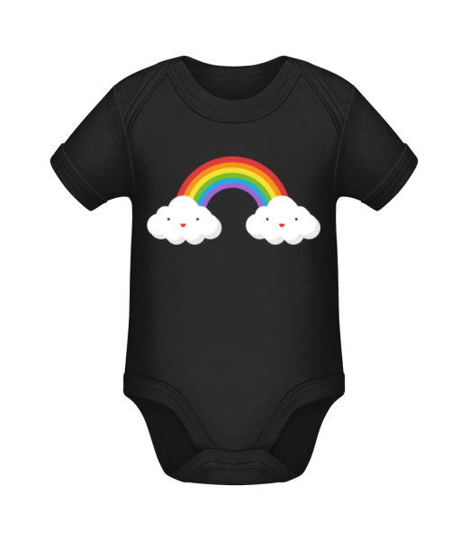 Glückliche Regenbogen - Baby Bio Strampler - Schwarz - Vorne
