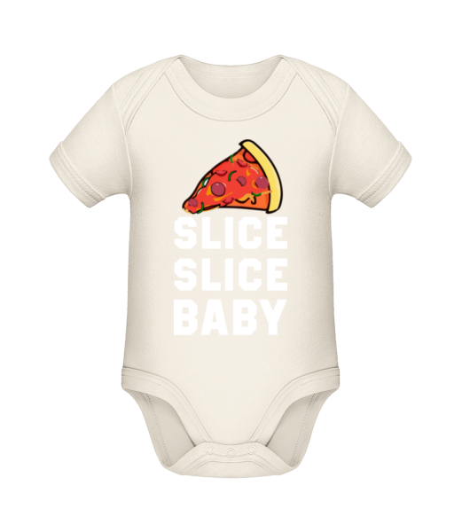 Pizza Slice Slice Baby - Baby Bio Strampler - Creme - Vorne
