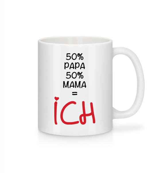 50% Papa, 50% Mama - ICH - Tasse - Weiß - Vorn