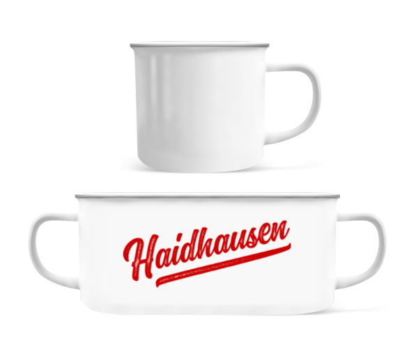 Haidhausen Swoosh - Emaille-Tasse - Weiß - Vorne