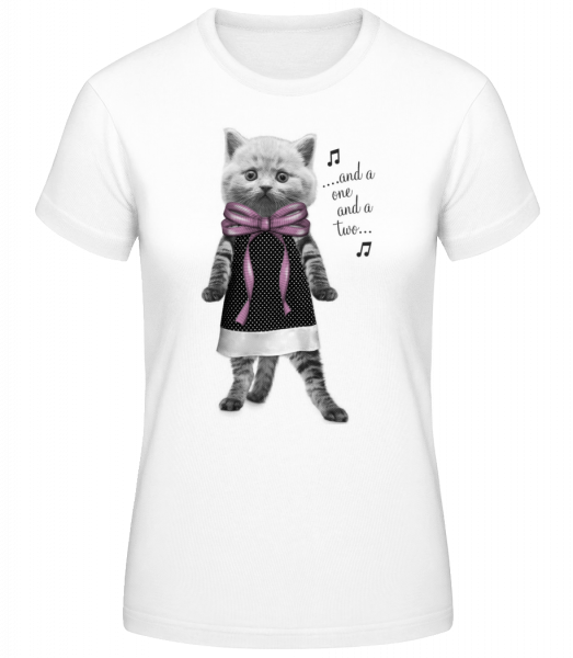 Tanzende Katze - Frauen Basic T-Shirt - Weiß - Vorn