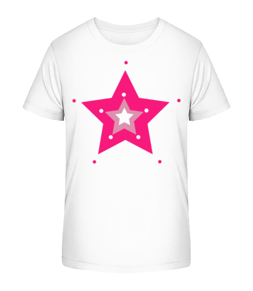 Pink Star - Kinder Bio T-Shirt Stanley Stella - Weiß - Vorne