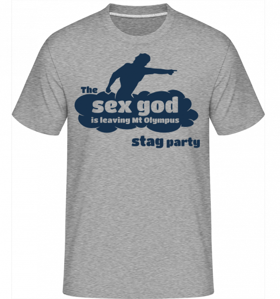 Stag Party Sex God - Shirtinator Männer T-Shirt - Grau meliert - Vorn