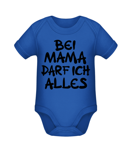 Bei Mama Darf Ich Alles - Baby Bio Strampler - Royalblau - Vorne