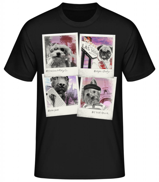 Hunde Polaroids - Basic T-Shirt - Schwarz - Vorn