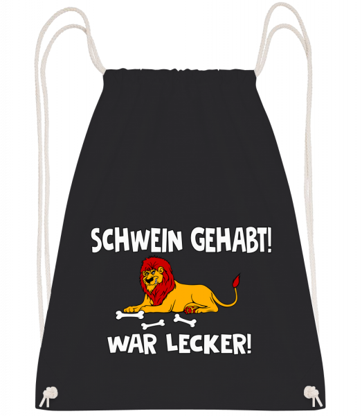 Schwein Gehabt War Lecker - Turnbeutel - Schwarz - Vorn
