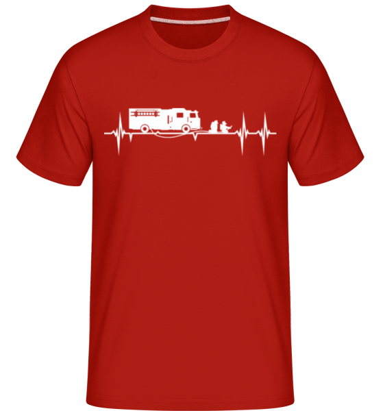 Feuerwehr Herzschlag - Shirtinator Männer T-Shirt - Rot - Vorne