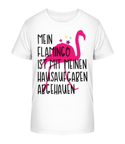 Flamingo Klaut Hausaufgaben - Kinder Bio T-Shirt Stanley Stella - Weiß - Vorne