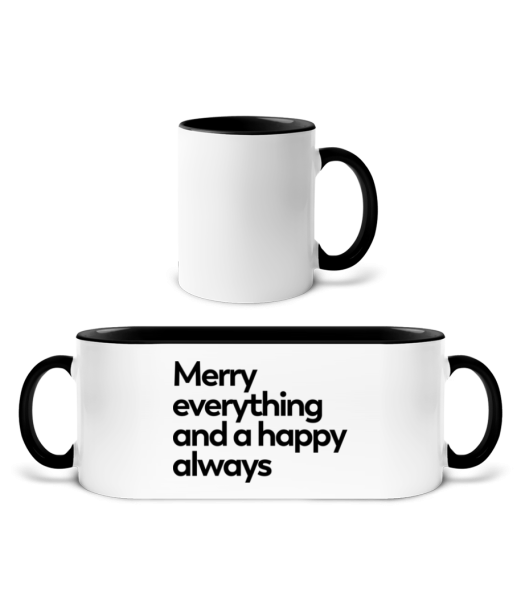 Merry Everything Happy Always - Tasse zweifarbig - Weiß / Schwarz - Vorne