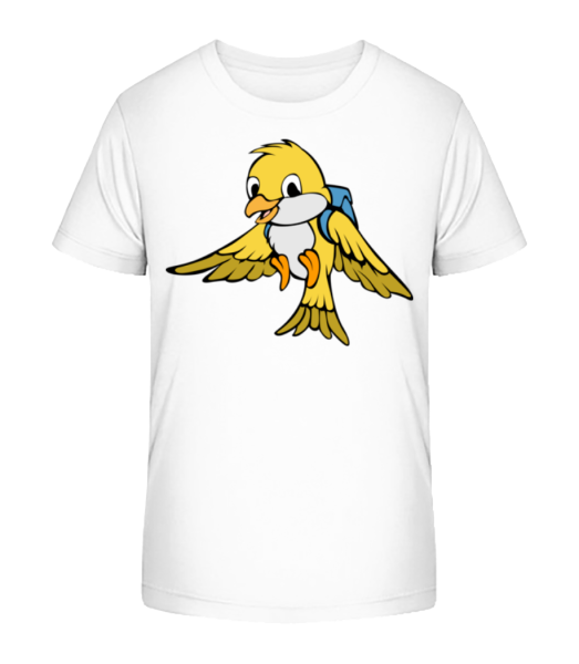 Süßer Vogel Mit Rucksack - Kinder Bio T-Shirt Stanley Stella - Weiß - Vorne
