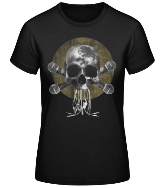 Totenkopf Mit Mikrofonen - Frauen Basic T-Shirt - Schwarz - Vorne