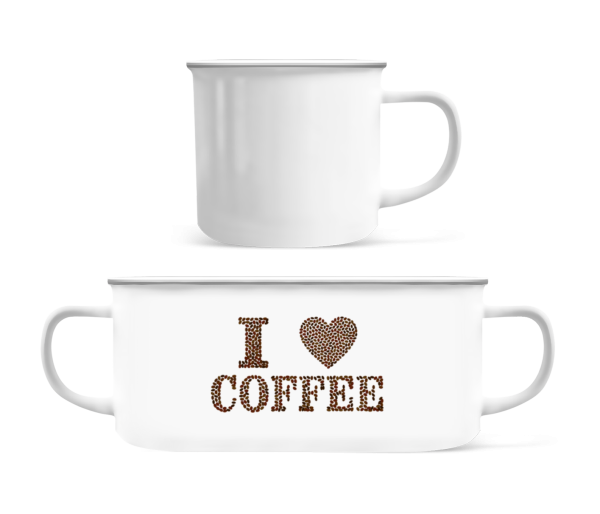 I Love Coffee - Emaille-Tasse - Weiß - Vorne