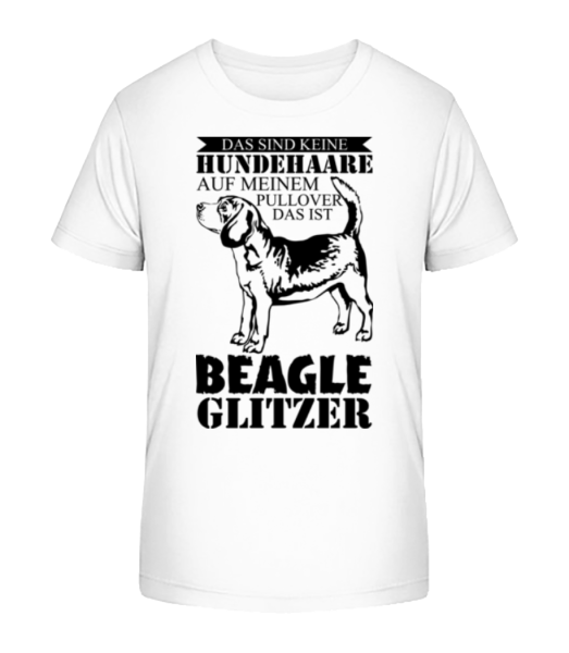 Hundehaare Beagle Glitzer - Kinder Bio T-Shirt Stanley Stella - Weiß - Vorne