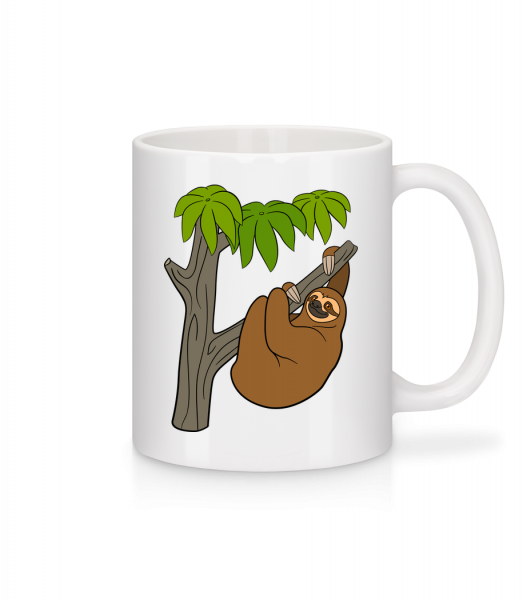 Faultier Hängt Am Baum - Tasse - Weiß - Vorn