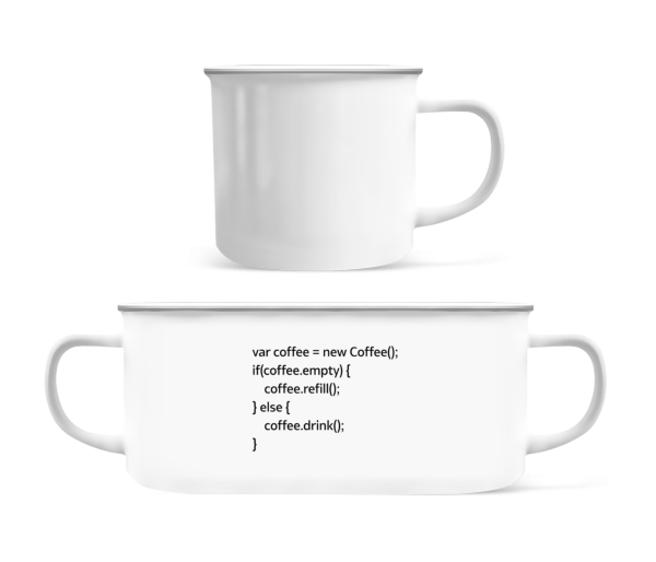 PHP Coffee - Emaille-Tasse - Weiß - Vorne