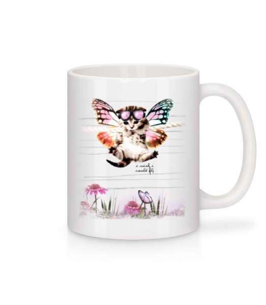 Katze Schmetterling - Tasse - Weiß - Vorne