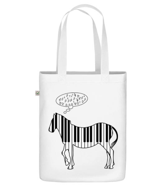 Klavier Zebra - Bio Tasche - Weiß - Vorne