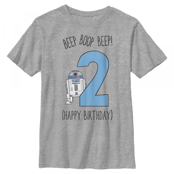 Star Wars - R2-D2 Boop Birthday - Geburtstag - Kinder T-Shirt - Grau meliert - Vorne