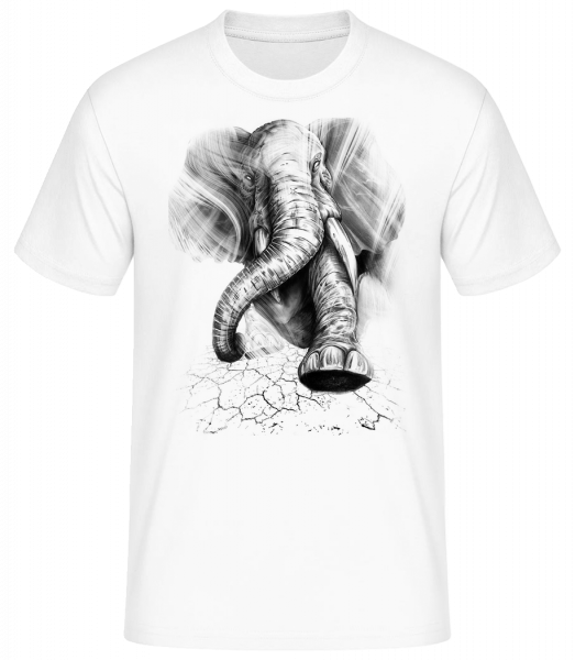 Aggro Elefant - Männer Basic T-Shirt - Weiß - Vorn