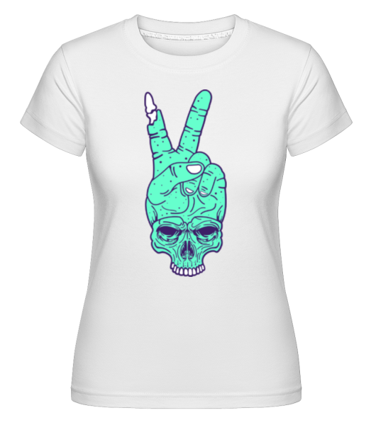 Skull Hand Peace - Shirtinator Frauen T-Shirt - Weiß - Vorne